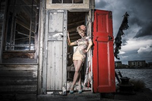 The moody sky over the Thames and bright red door and yellow dress really make this shot stand out
