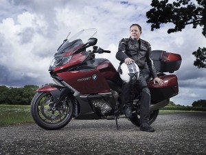 F1 star Martin Brundle with his two-wheel Beemer